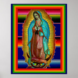 Dam i Guadalupe Zarape Print Bild Poster