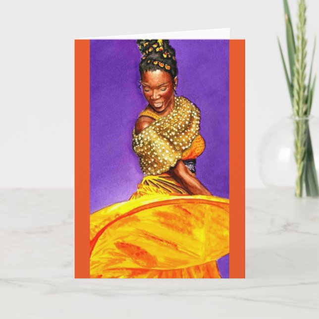 Dam i gul klänning kort (Framsida)