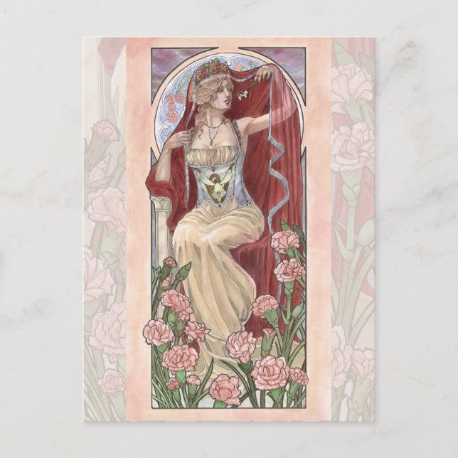 Dam i januari Art nouveau Birthstone-serien Vykort (Framsida)
