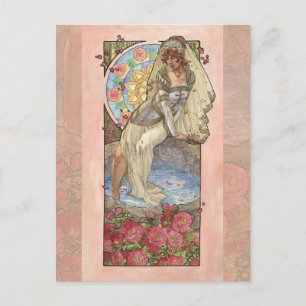 Dam i juni Art nouveau Birthstone-serien Vykort