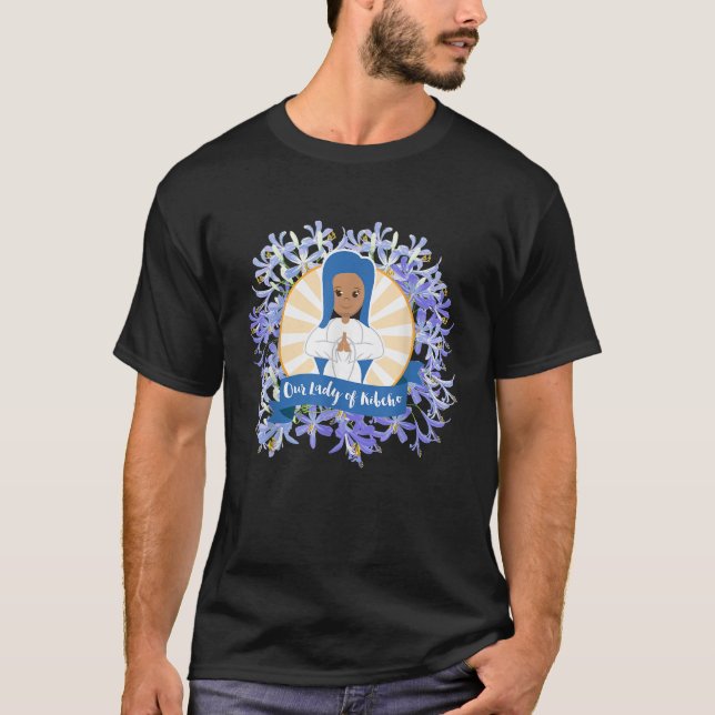 Dam i Kibeho Rosary Rwanda Afrika Mary Catho T Shirt (Framsida)