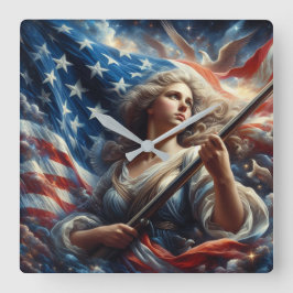 Dam i Liberty - Patriotism Art Fyrkantig Klocka