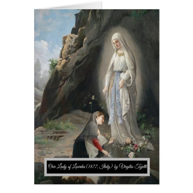 Dam i Lourdes Hälsningskort (Framsidan)