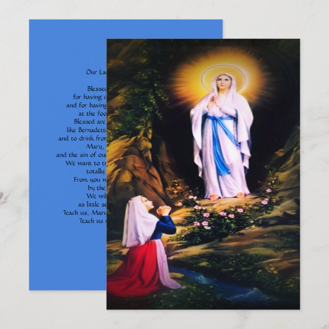 Dam i Lourdes med Prayer Julkort (Fram/baksida)