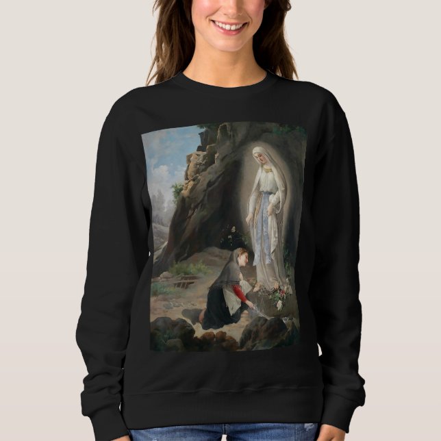 Dam i Lourdes St Bernadette Immaculate Mary T Shirt (Framsida)