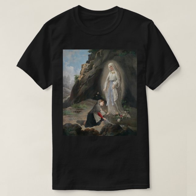 Dam i Lourdes St Bernadette Immaculate Mary T Shirt (Design framsida)