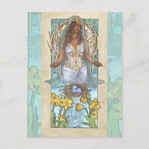Dam i mars Art nouveau Birthstone Series Vykort