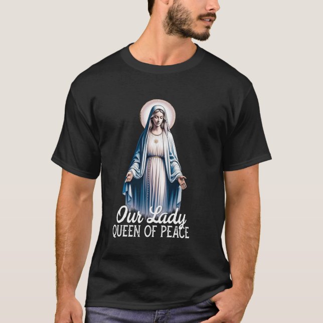 Dam i Medjugorje Pilgrimage Marian-katolska T Shirt (Framsida)
