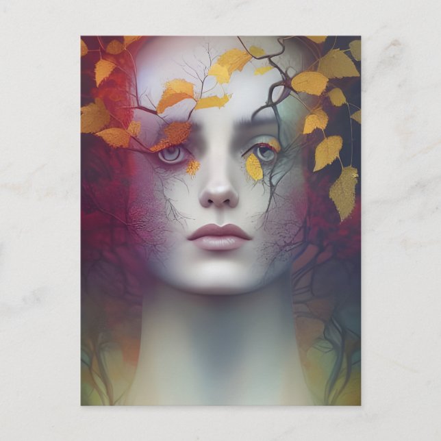 Dam i naturvykort vykort (Framsida)