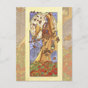 Dam i november Art nouveau Birthstone-serien Vykort