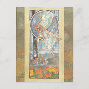 Dam i oktober Art nouveau Birthstone-serien Vykort