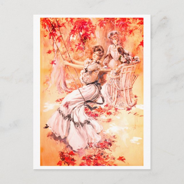 Dam i parken vykort (Framsida)