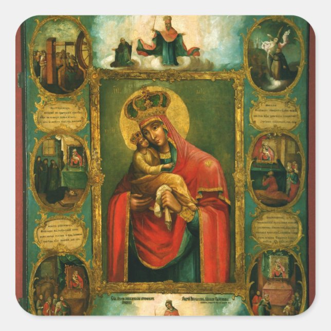 Dam i Pochaev Fyrkantigt Klistermärke (Framsida)