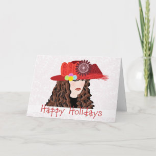 Dam i Red Hat Glad helg Greeting Card