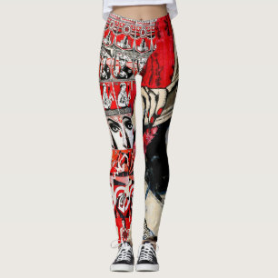 Dam i Red Lipstick Wall Graffiti Leggings