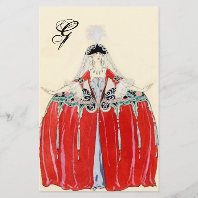 DAM I RED MODE COSTUME DESIGNER MONOGRAM BREVPAPPER (Framsida)