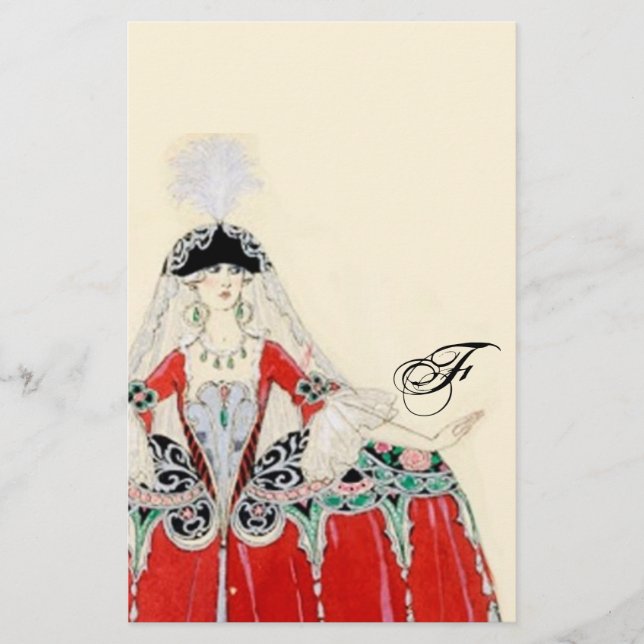 DAM I RED MODE COSTUME DESIGNER MONOGRAM BREVPAPPER (Framsida)