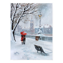 Dam i Red romantic lite snowy London