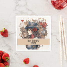 Dam i Red Valentine Kiss steampunk vattenfärg Pappersservett
