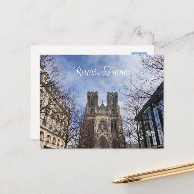 Dam i Reims-katedralen, Frankrike Vykort (Fram/Back In Situ)