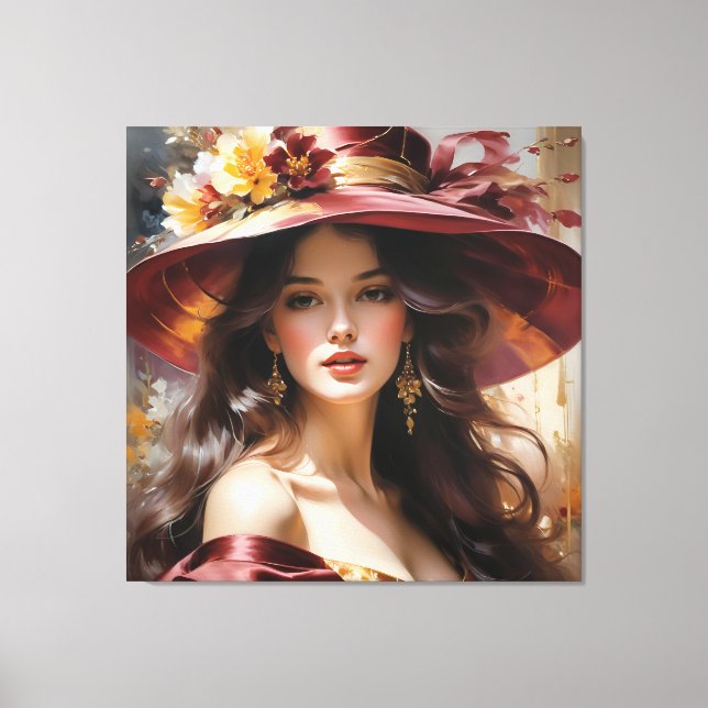 Dam i Röd 1 Canvastryck (Framsida)