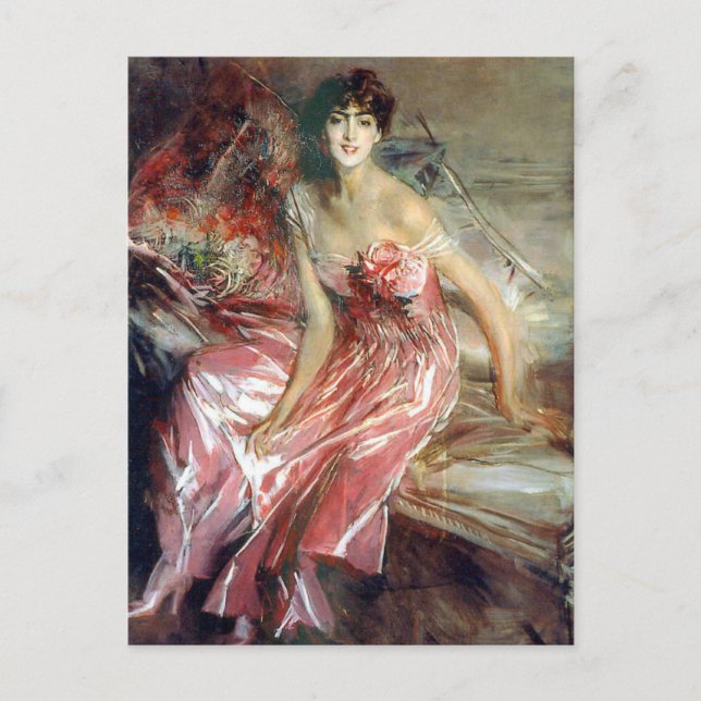 Dam i Rosa (1916) av Giovanni Boldini Vykort (Framsida)