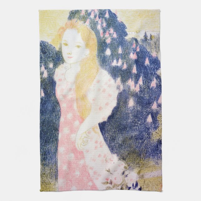 Dam i Rosa Dress, Maurice Denis Kökshandduk (Vertikal)