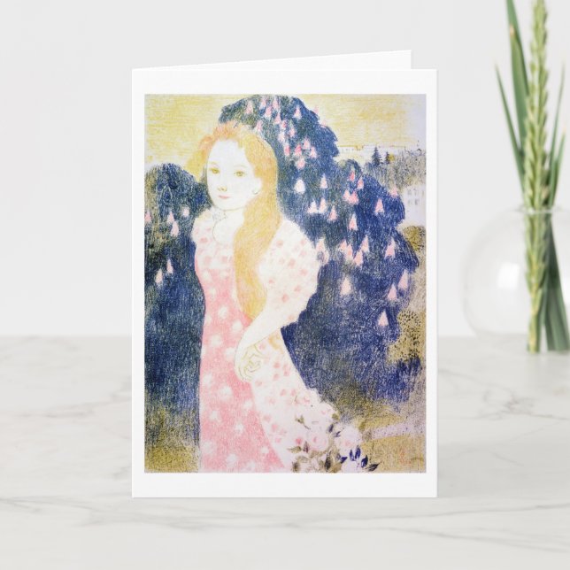 Dam i Rosa Dress, Maurice Denis Kort (Framsida)