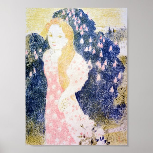 Dam i Rosa Dress, Maurice Denis Poster (Framsidan)