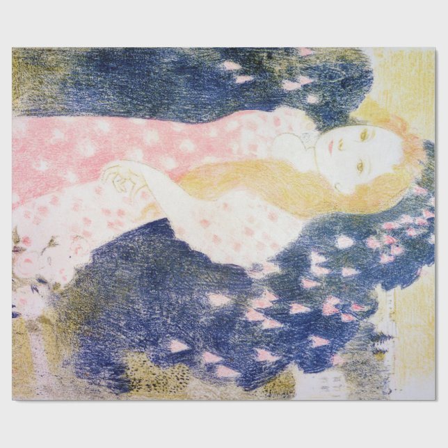 Dam i Rosa Dress, Maurice Denis Presentpapper (Platt)