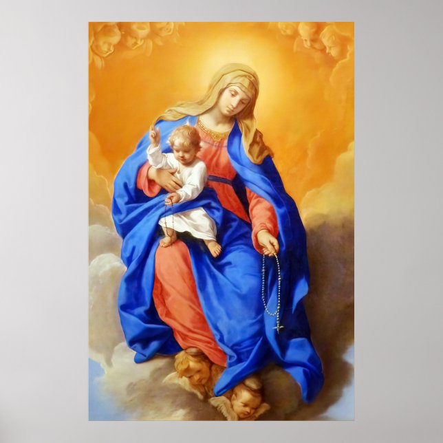 Dam i Rosary Virgin Mary Mattes Poster (Framsidan)