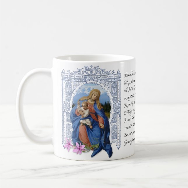 Dam i Rosary Virgin Mor Mary Prayer Kaffe Kaffemugg (Vänster)