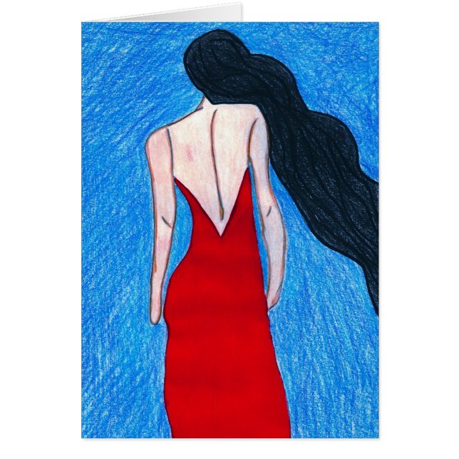 dam i rött hälsningskort (Framsidan)