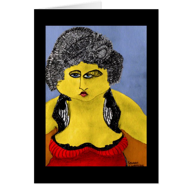 Dam i rött hälsningskort (Framsidan)