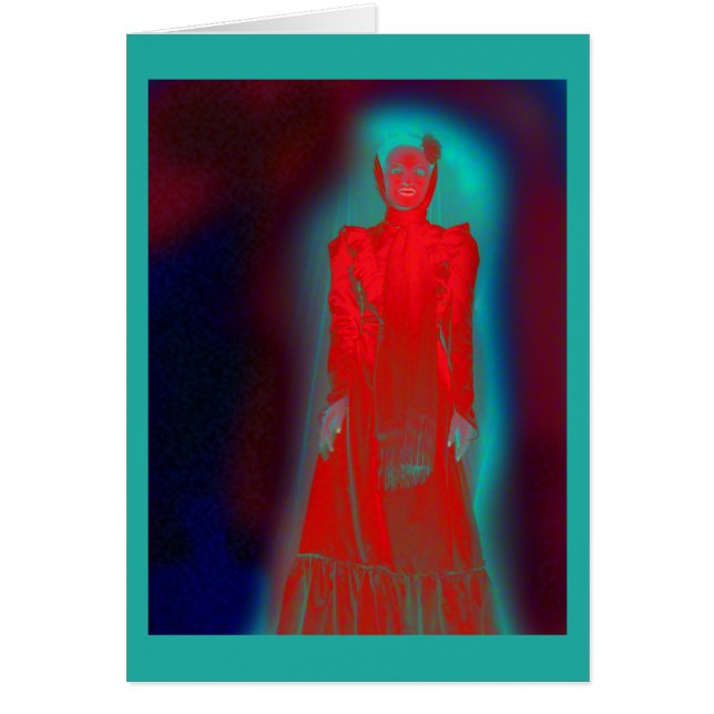 Dam i rött hälsningskort (Framsidan)