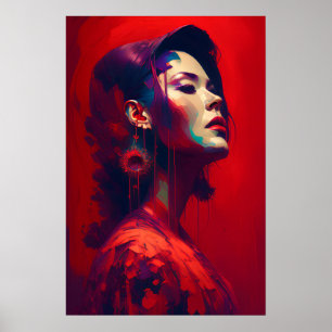 Dam i rött poster