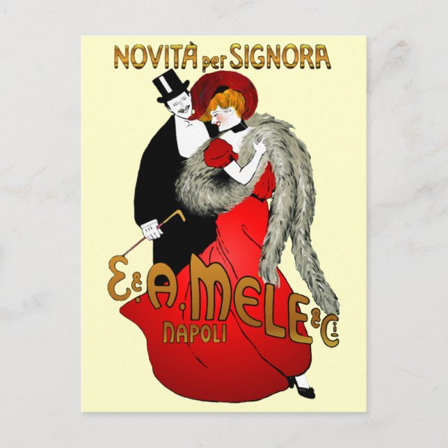 Dam i rött vykort (Framsida)