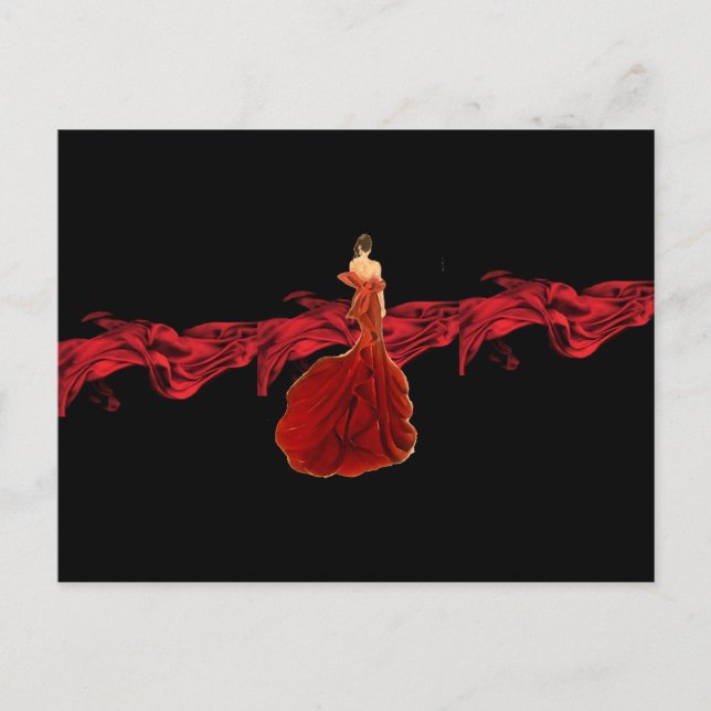 Dam i rött vykort (Framsida)