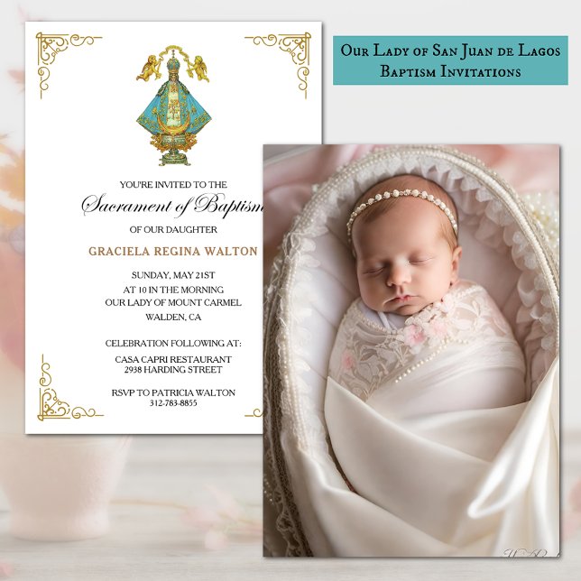 Dam i San Juan de los Lagos Baptism Inbjudningar (Easy to perzonalize! )