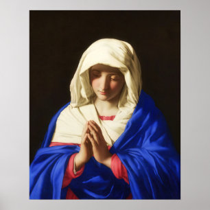 Dam i Sasoferrato Virgin Mary i Prayer Poster