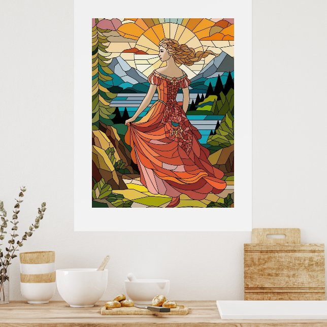 Dam i Scenen Vista: Lagrad glasbildare Poster (Kök)