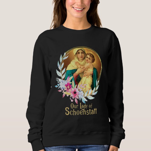 Dam i Schoenstatt Mor Mary Thrice Admirab T Shirt (Framsida)