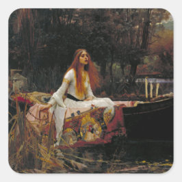 Dam i Shallot av John William Waterhouse Fyrkantigt Klistermärke