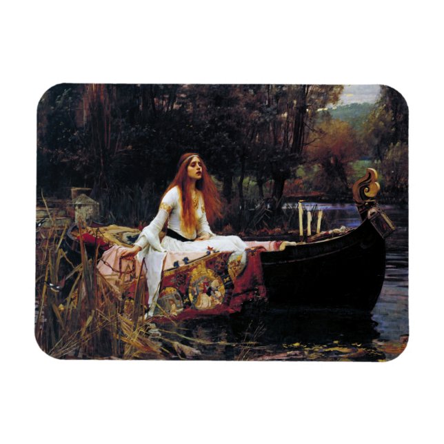 Dam i Shallot Boat JW Waterhouse Romantic Art Magnet (Horisontell)