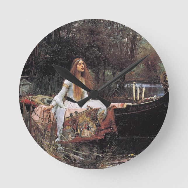Dam i Shalott av John W. Waterhouse Rund Klocka (Framsida)