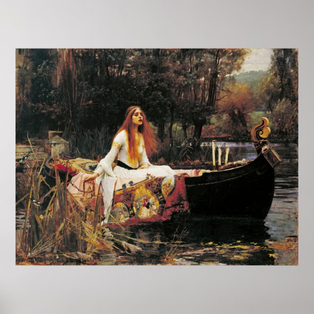 Dam i Shalott av John William Waterhouse Poster (Framsidan)