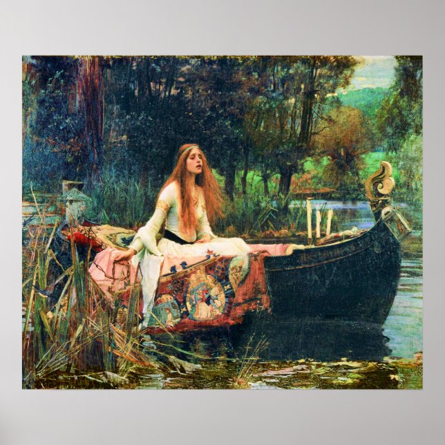 Dam i Shalott av John William Waterhouse Poster (Framsidan)