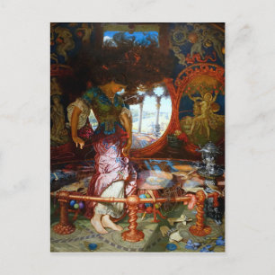 Dam i Shalott av Pre-Raphaelite William Hunt Vykort