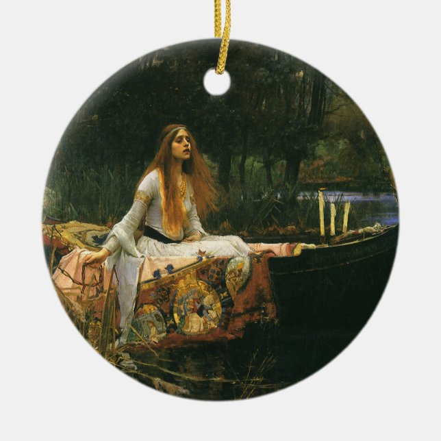 Dam i Shalott on Boat av John William Waterhouse Julgransprydnad Keramik (Framsidan)