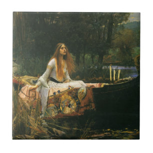 Dam i Shalott on Boat av John William Waterhouse Kakelplatta